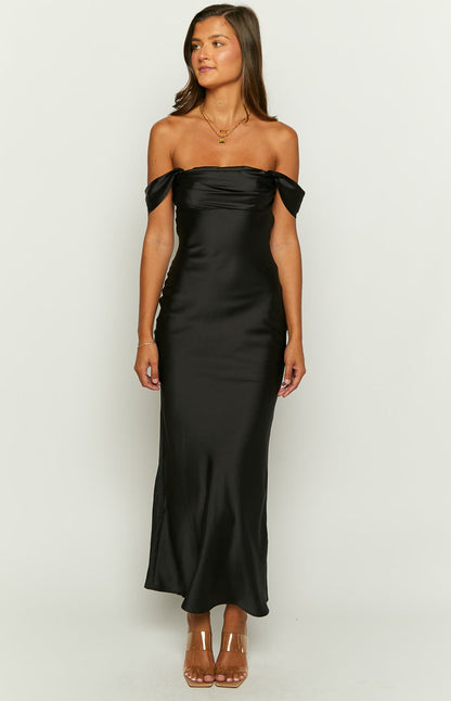 Ella Black Off Shoulder Formal Maxi Dress BB Exclusive