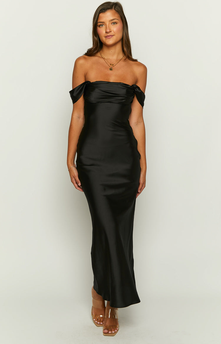 Ella Black Off Shoulder Formal Maxi Dress BB Exclusive