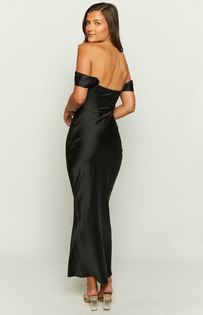 Ella Black Off Shoulder Formal Maxi Dress BB Exclusive