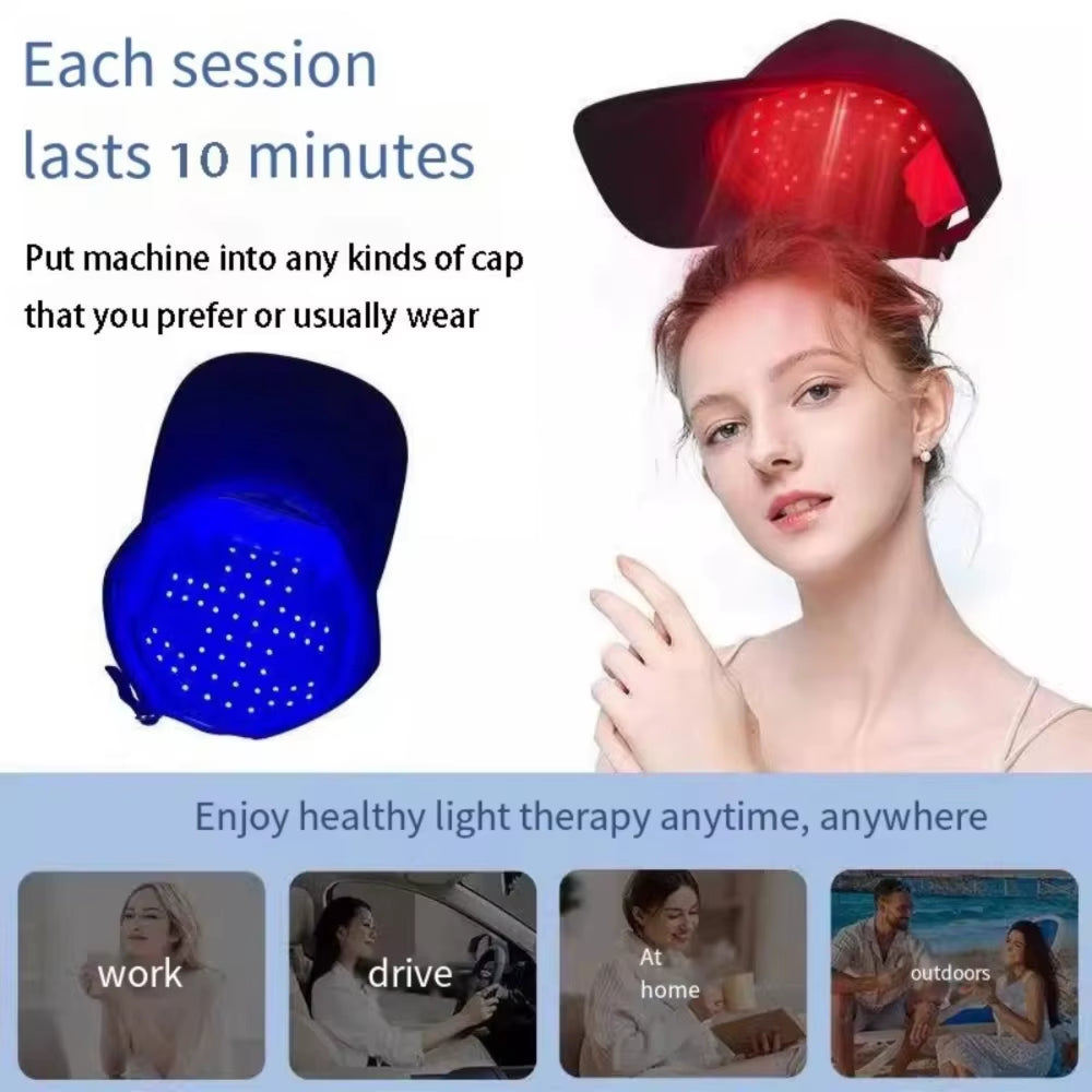 Red Light Hair Growth Cap Infrared Anti-Hair Loss Therapy Device Prevents Hair Loss and Promotes Scalp Blood Circulation