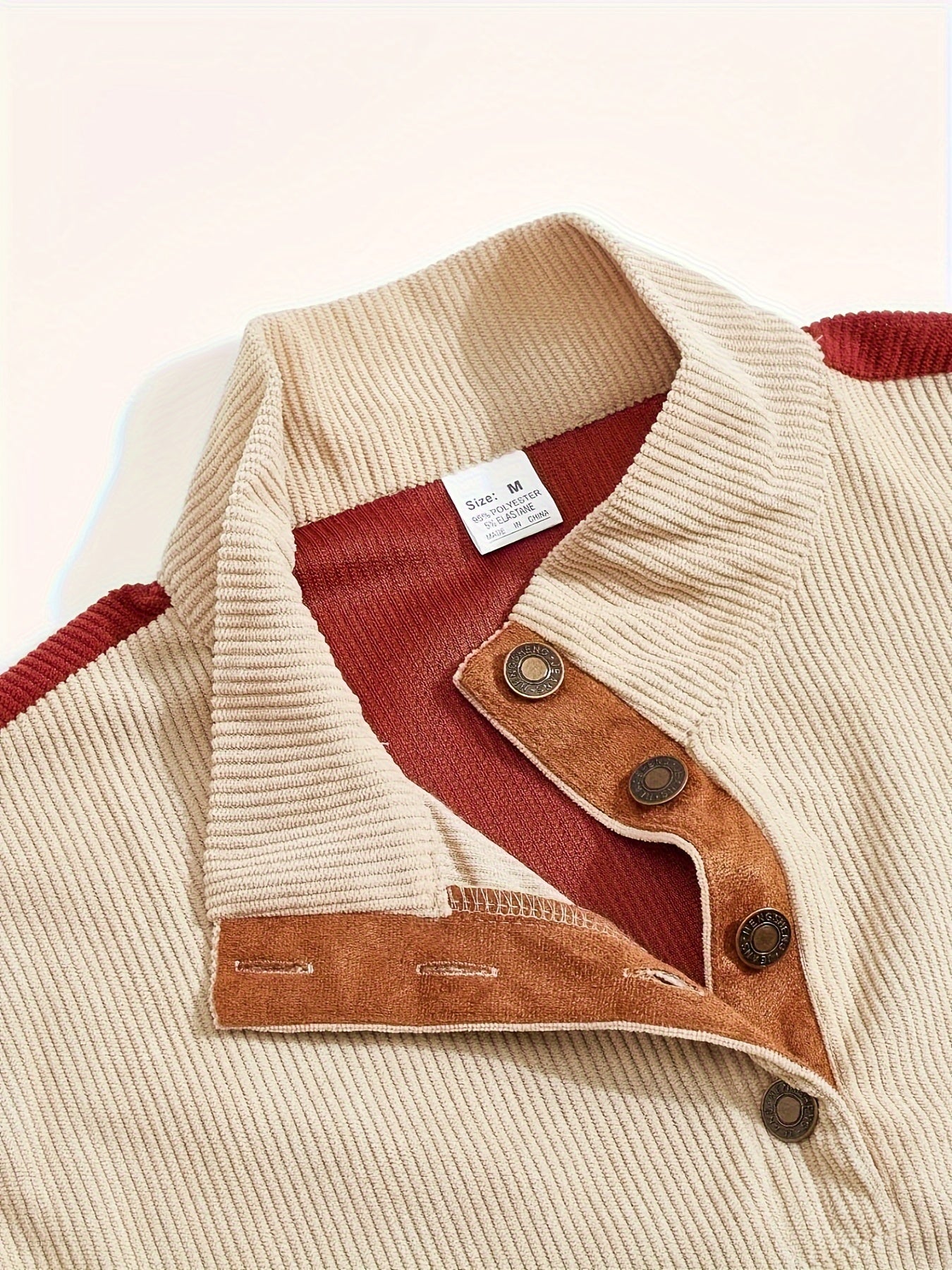[1pc Casual Sport Shirt Embroidery] 1pc Men'S Casual Sport Shirt, Long Sleeve Crew Neck Knitwear with Embroidery Detail, Solid Color, Polyester Blend, Regular Fit - Fashion Colorblock Pullover Sweatshirt Beauty World Shop