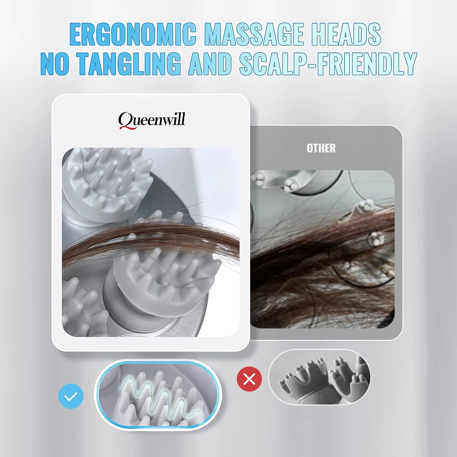 Electric Head Scalp Massager Body Massage Neck Deep Tissue 4 Kneading for Hair Growth Wireless Stress Relax and Cat Pet Claw