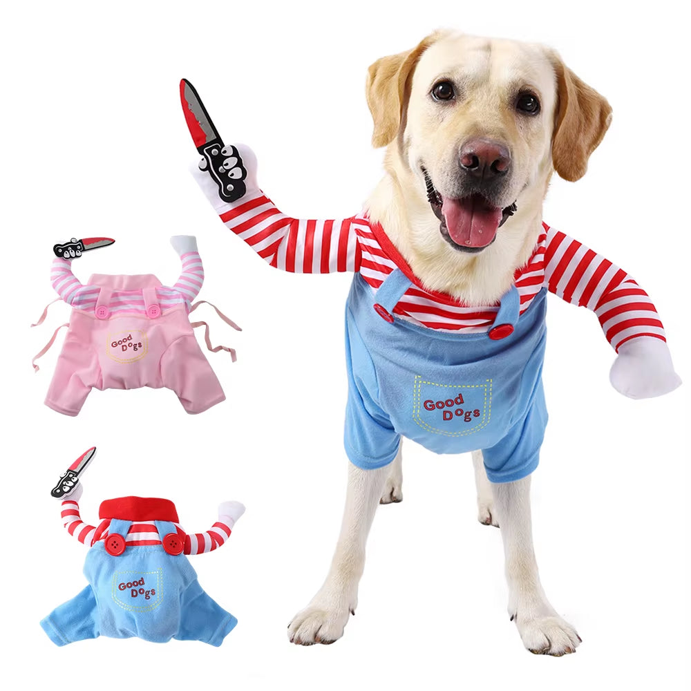 Funny Halloween Pet Costumes Puppy Holiday Party Dress up Apparel with Knife Suitable for Small Large Dogs Cats Sphynx Labradors