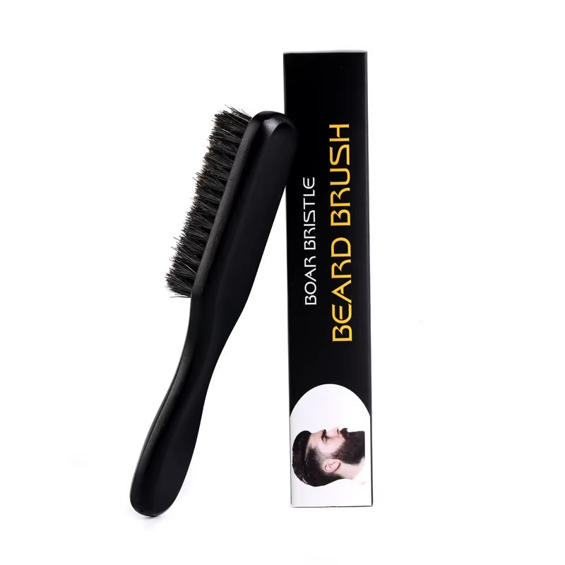 1Pc Brush Beard Grooming Brush Wood Handle Boar Bristle Barber Hair Styling Comb Traightens and Promotes Beard Growth
