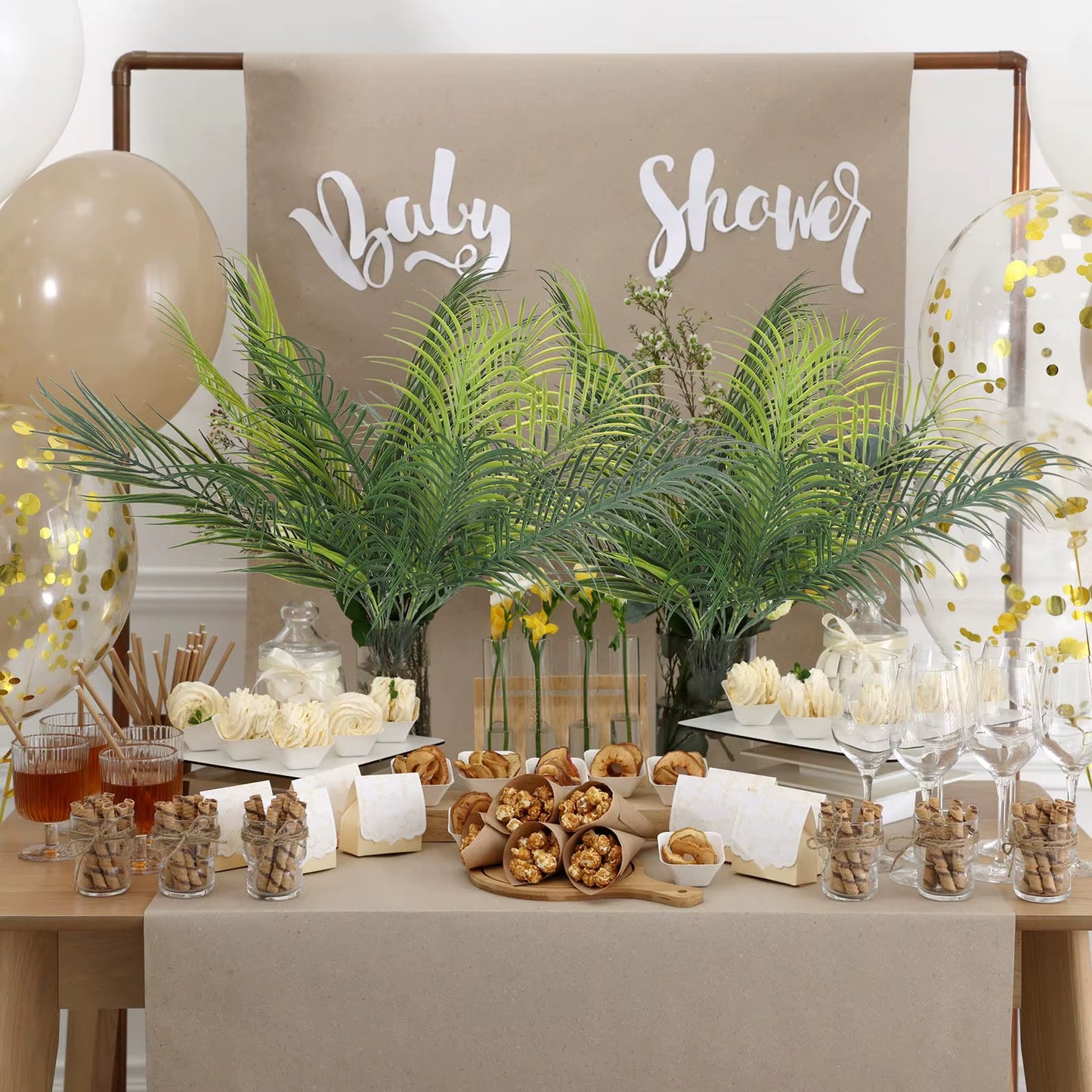 20.47In 9Leaves Artificial Tropical Plants Fake Palm Plant Branch Green Leaves for Home Garden Office Jungle Carnival Decoration