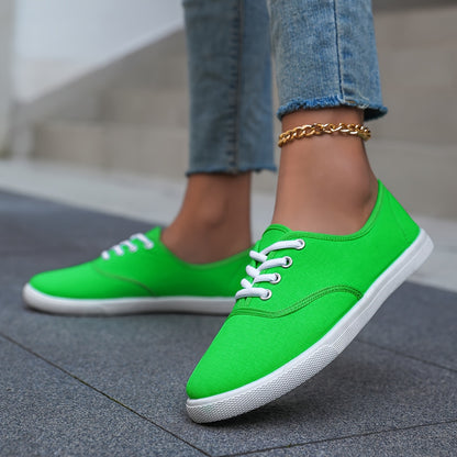Women's Casual Canvas Sneakers, Low-Top Lace-up Walking Shoes, Lightweight & Comfort Sport Shoes Beauty World Shop