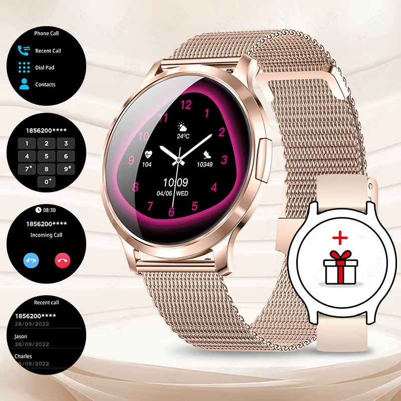 2025 New Smart Watch for Women AMOLED Screen Watches IP68 Waterproof Heart Rate Monitor Ladies Smartwatch for Huawei Xiaomi