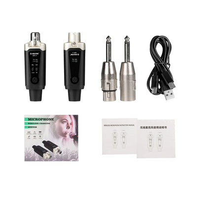 Wireless Microphone System  GX1.1 UHF XLR Adapter 16 Channels Audio Transmitter and Receiver for 48V Phantom Power Condens