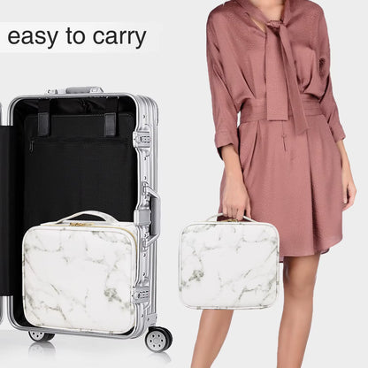 PU Makeup Bag Marble Pattern Portable Large Capacity Makeup Storage Bag Multi Functional Travel Makeup Toolbox
