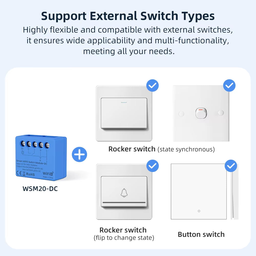 Mini Smart Wifi6 Dry Contact Switch Module,Smart Life APP Remote Control,Wrok for Alexa Google Home