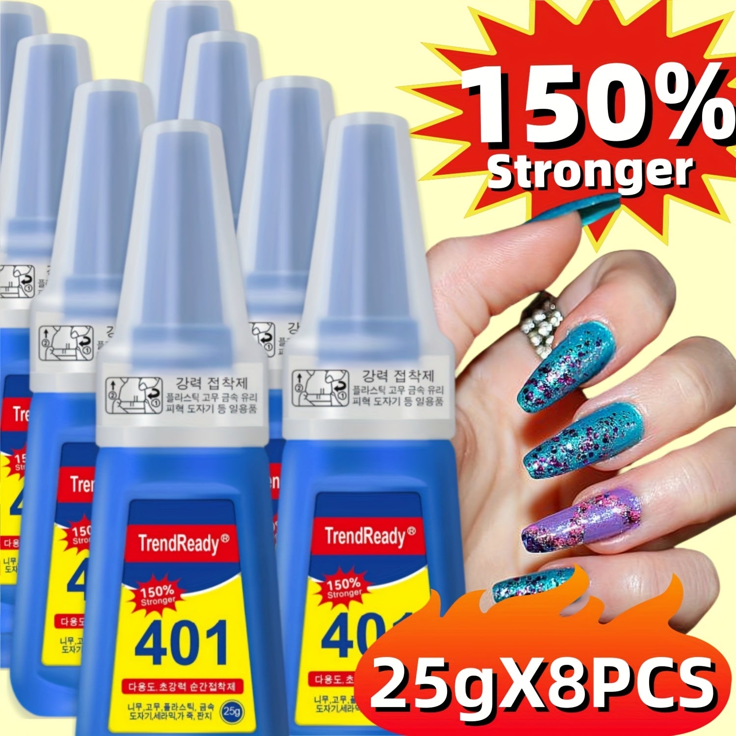 TrendReady 25g Nail Glue - Extreme Hold For Fake Nails & Tips, 30+ Days Wear, Smudge Proof, Salon Quality Kit Beauty World Shop