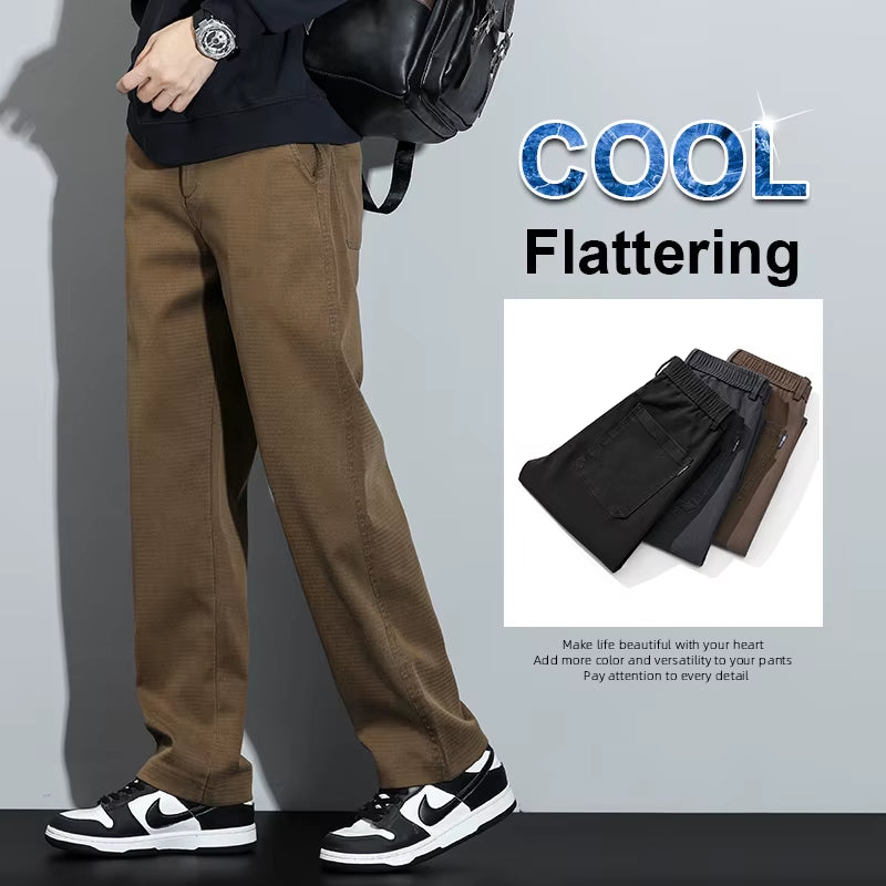Mens Lyocell Straight Loose Elastic Waist Jeans 2025 Autumn Winter Fashion Brand Comfortable Versatile Pants plus Size 5XL