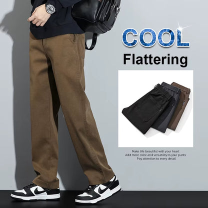 Mens Lyocell Straight Loose Elastic Waist Jeans 2025 Autumn Winter Fashion Brand Comfortable Versatile Pants plus Size 5XL