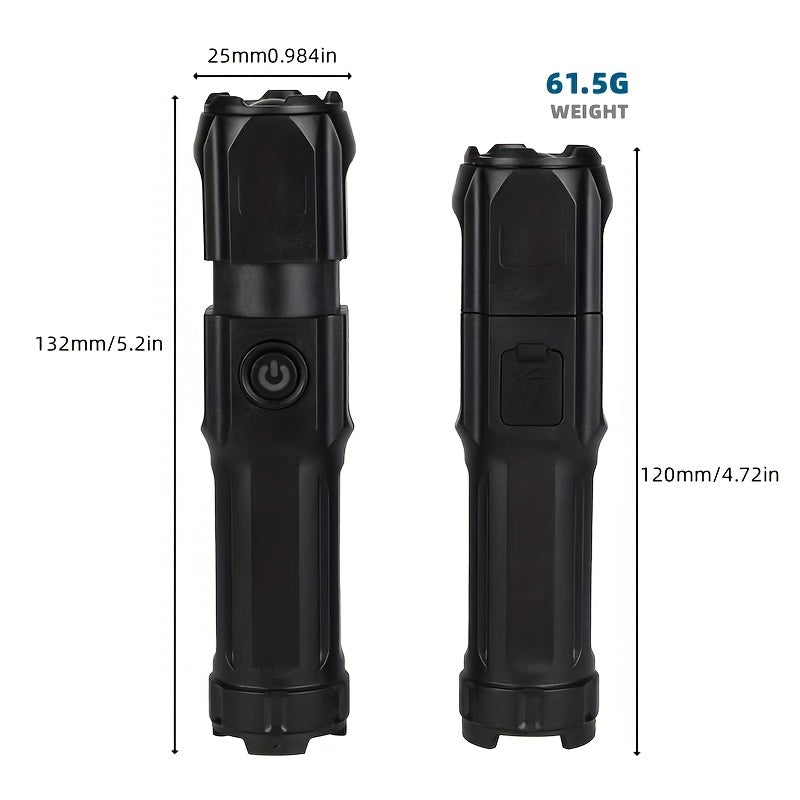 Baihuibri 1pc powerful variable focus flashlight, multifunctional portable household small flashlight, telescopic zoom light, rechargeable, suitable for outdoor lighting, work, exploration hiking Beauty Fashion