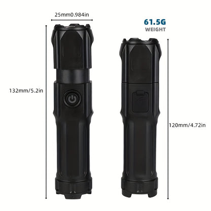 Baihuibri 1pc powerful variable focus flashlight, multifunctional portable household small flashlight, telescopic zoom light, rechargeable, suitable for outdoor lighting, work, exploration hiking Beauty Fashion