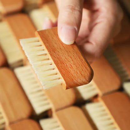 Natural Beech Wood Bristle Mini Finger Nail Brush Custom Logo Nails Cleaning Tools Multifunctional Pig Hair Nail Dust Brush