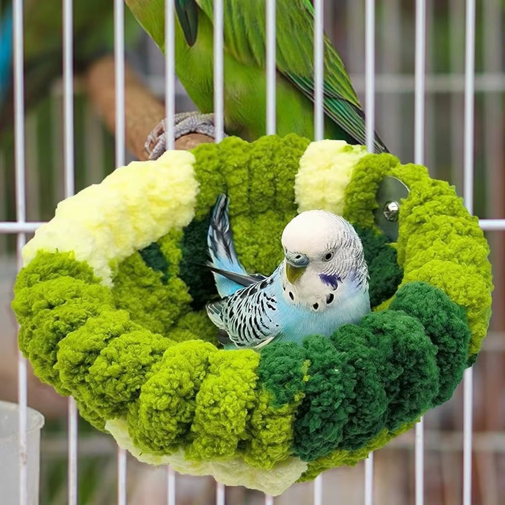Autumn Winter Warm Cozy Bird Nest Plush Parrot round Sleeping Bed House Toys for Small Animal Pet Bird Parrot Cage Accessories