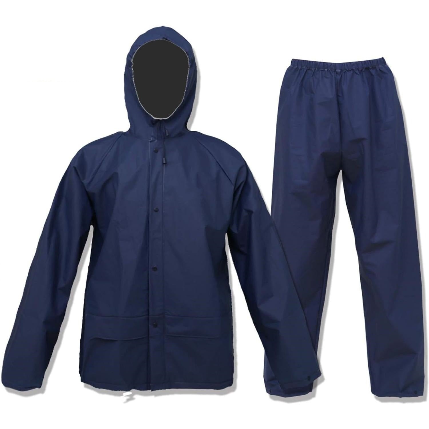 Ultra-Lite Rain Coat with Pants for Men Women, Waterproof Rain Suit for Sport, Rain Suits Lightweight Rain Gear (Navy) Beauty World Shop