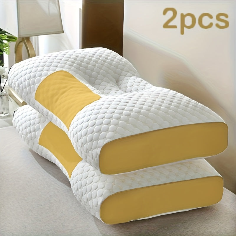 Buy 1 Get 1 Free, 2 Soft Woven Neck Massage Couple Pillows - Adjustable Ergonomic Orthotic Profile Support, High Quality Pillow Core, Detachable Pillowcase For Sleeping Comfort Beauty Fashion
