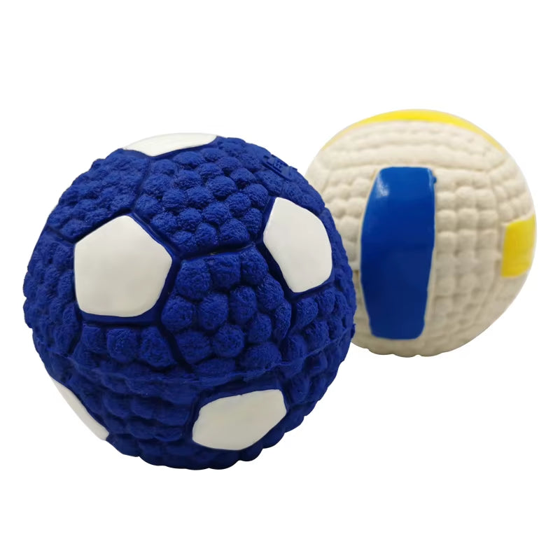 Soft Pet Ball Squeaky Toy for Small Large Dog Rugby Tennis Volleyball Football Basketball Latex Tooth Cleaning Training Toys