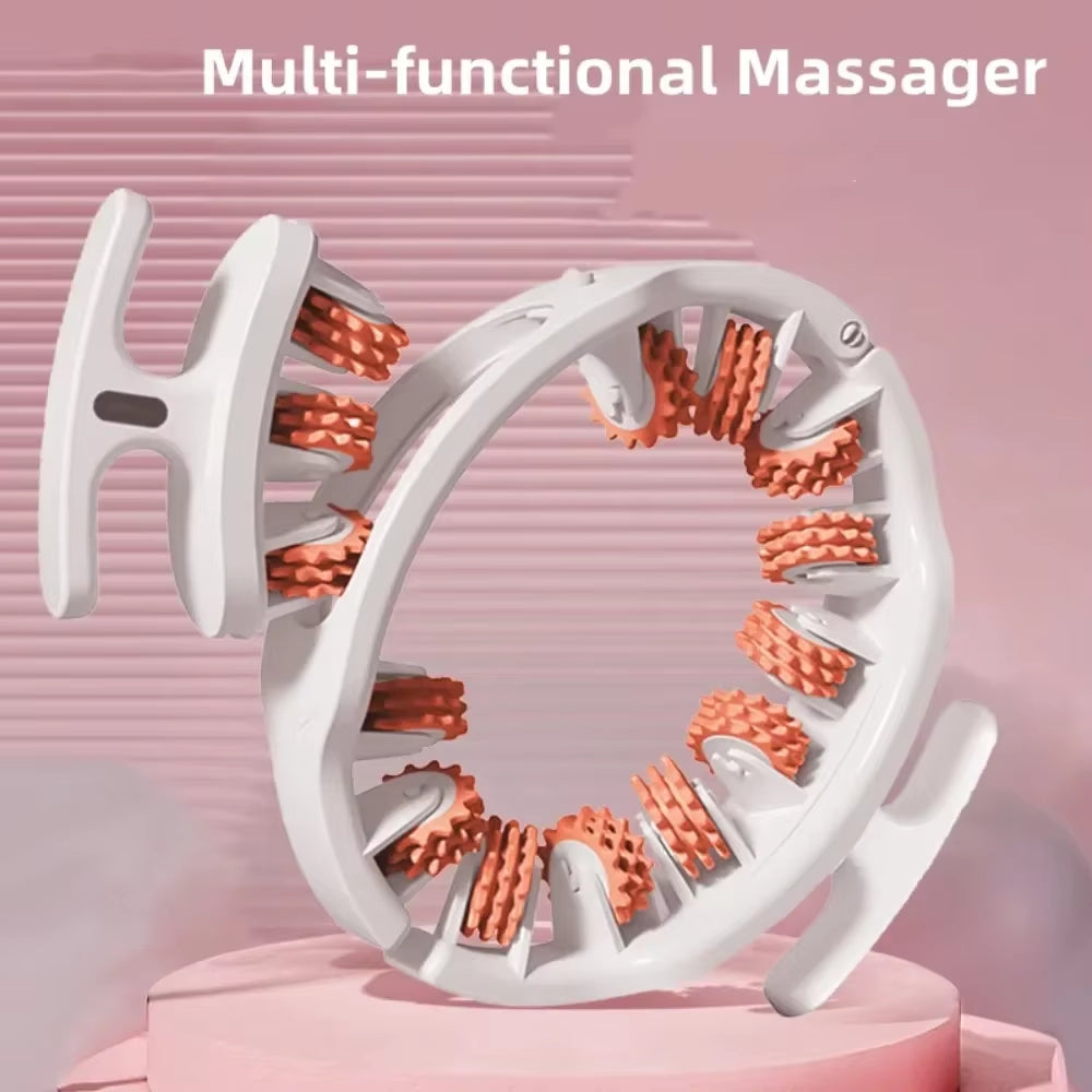 Round Ring Leg Massager Anticellulite 14 Wheels Full-Coverage for Neck Shoulder Abdominal Muscle Massage Roller Body Slimming
