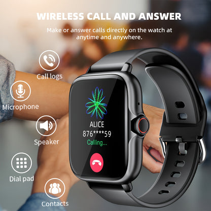 1.83'' Full Touch Screen Smart Watch |, Message Alerts, Call Answering, Sports Pedometer, Health Monitoring, Compatible with iPhone/Android, Alloy Body, Silicone Strap, DESERTCAT - Ideal Gift for and Birthdays Beauty Fashion