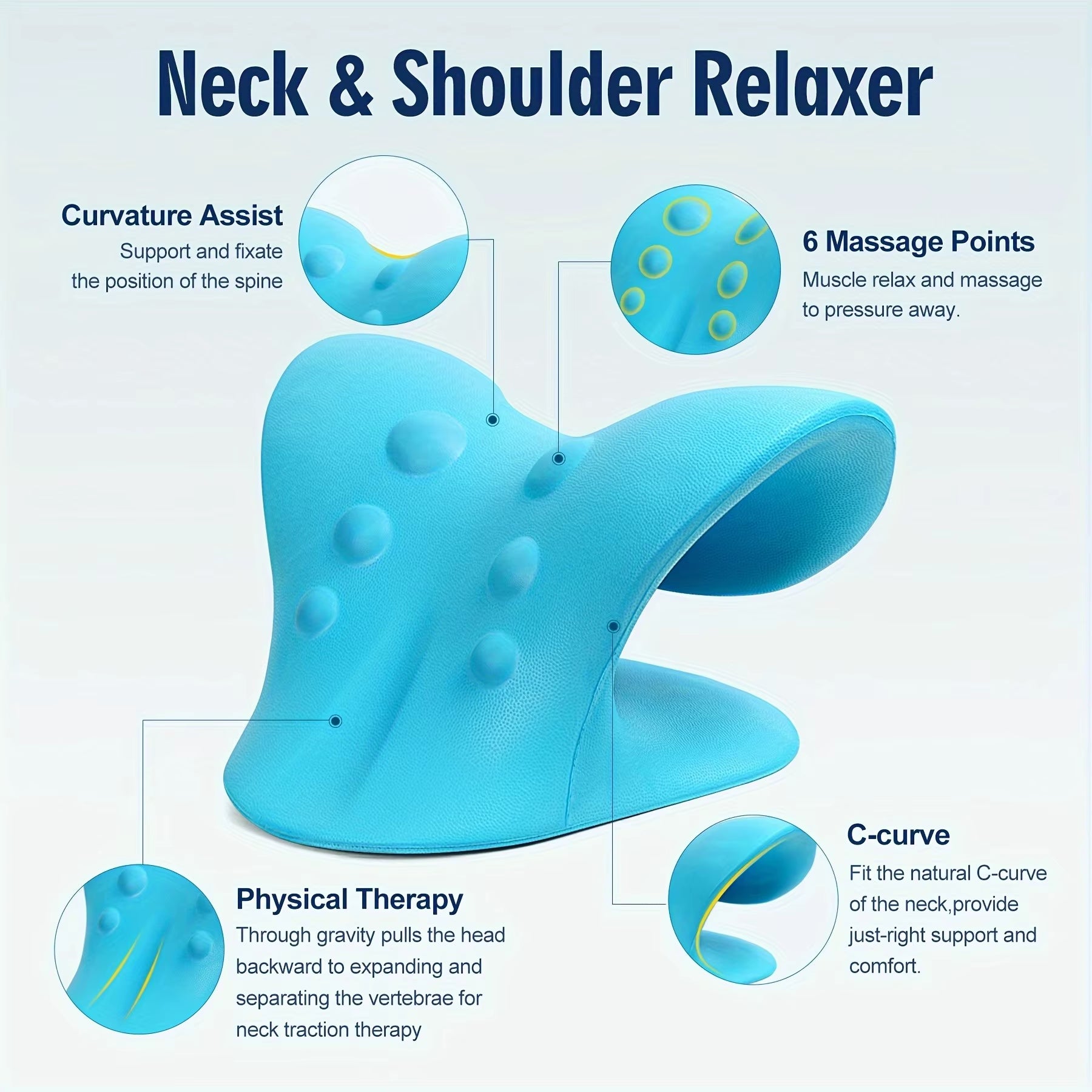 Eva Neck and Shoulder Relaxer, C-Shape Cervical Traction Device, Relax Spine Alignment, Chiropractic Pillow Stretcher Massager