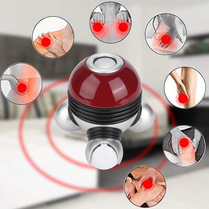 Mini Portable Hand Held Body Vibrating Massager with LED Light for Head Neck Legs Pain Release(Red )