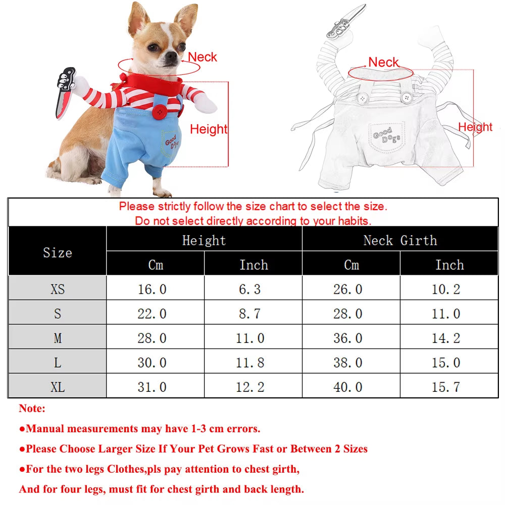 Funny Halloween Pet Costumes Puppy Holiday Party Dress up Apparel with Knife Suitable for Small Large Dogs Cats Sphynx Labradors