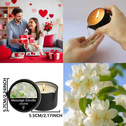 Massage Candle - Essential Oil- Jasmine, 2Oz/56.7G Melts into Warm Massage Oil - Massage Oil Candle, Pour Spout