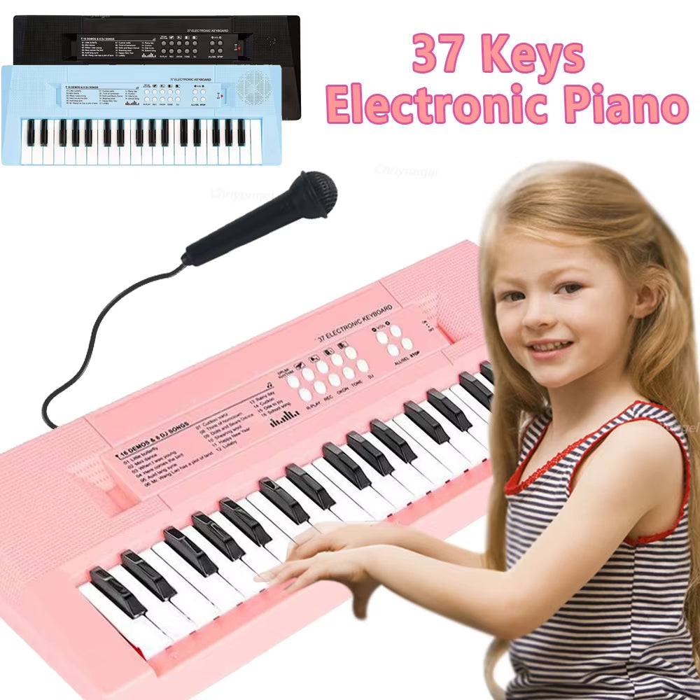 37 Keys Kids Electronic Piano Organ Keyboard with Microphone Education Toys Musical Instrument Children Boy Girl Gifts
