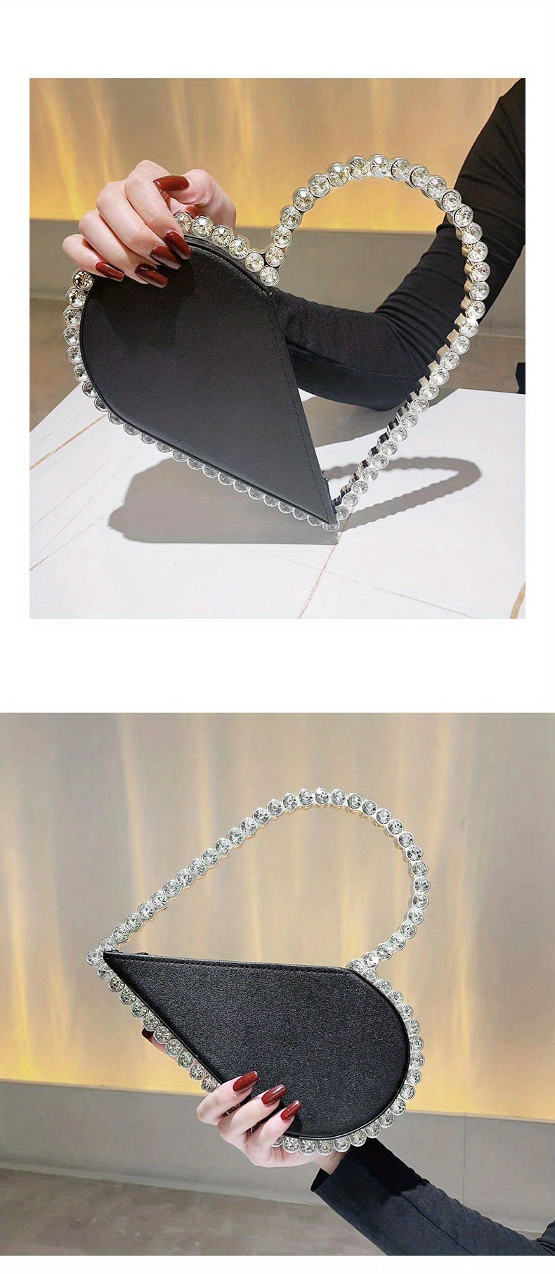 Mini Heart Shape Women's Elegant Evening Bag, Trendy Clutch Purse for Party Prom and Wedding Beauty Fashion