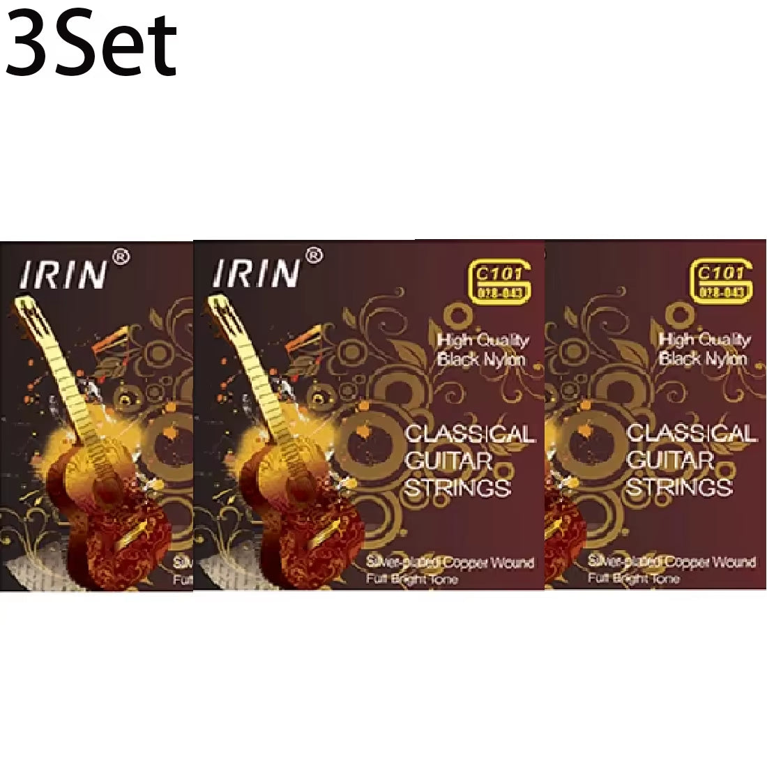 6 Pcs Nylon Classical Guitar Strings Set - Black Clear Silver Plated Copper Wound - Guitarra Strings - Guitar Accessories