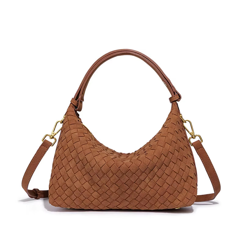 Women Retro Woven Shoulder Bag Handbag High-End One-Shoulder Underarm Bag Fashion Women Commuter Tote Bag Female Crossbody Bag