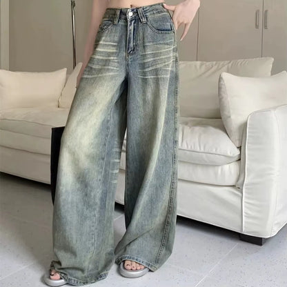 Y2K Loose Straight Leg Jeans Women Trousers Baggy Wide Fit Casual High Waist Retro Washed Vintage Style Women'S Jeans Jeans