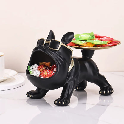 30Cm Bulldog Figurine Dog Statue Resin Craft Home Decor Animal Ornament Puppy Sculpture with Storage Box Art Sculpture for Home