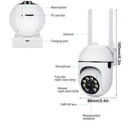 8MP Wifi Security Camera 2.4G Home Surveillance with PTZ IR Night Vision Motion Detection Child Monitoring 2 Antennas