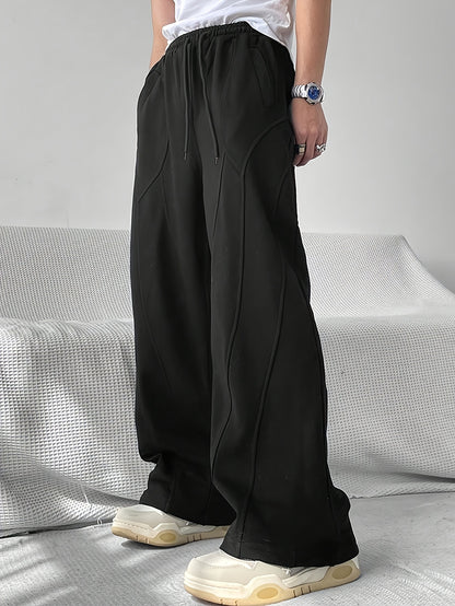 [Loose Fit Sweatpants For Sport] Men's Casual Loose Fit Wide Leg Drawstring Sweatpants, Lightweight Comfy Pants For Sport And Casual Wear