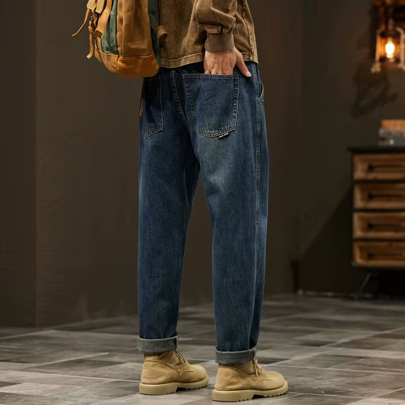 Men'S 95% Cotton Jeans High Quality Loose Harem Pants Fashion Baggy Casual Outdoor Work Denim Pants Brand Men'S Clothing
