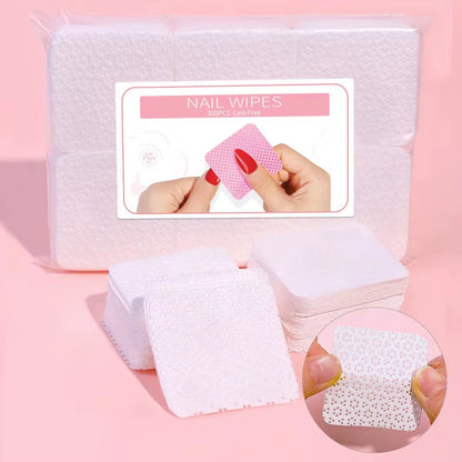 300Pcs Cotton Gel Nail Polish Remover Wipes Nail Cleaning Pads Non Woven Lint-Free Nail Pads for Beauty Salon Nail Art Tool
