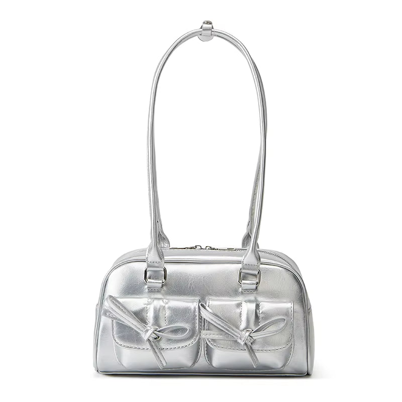 New Ballet-Style Shoulder Bag Spring Bow Underarm Bag Women'S Bowling Simple Tote Bag for Women