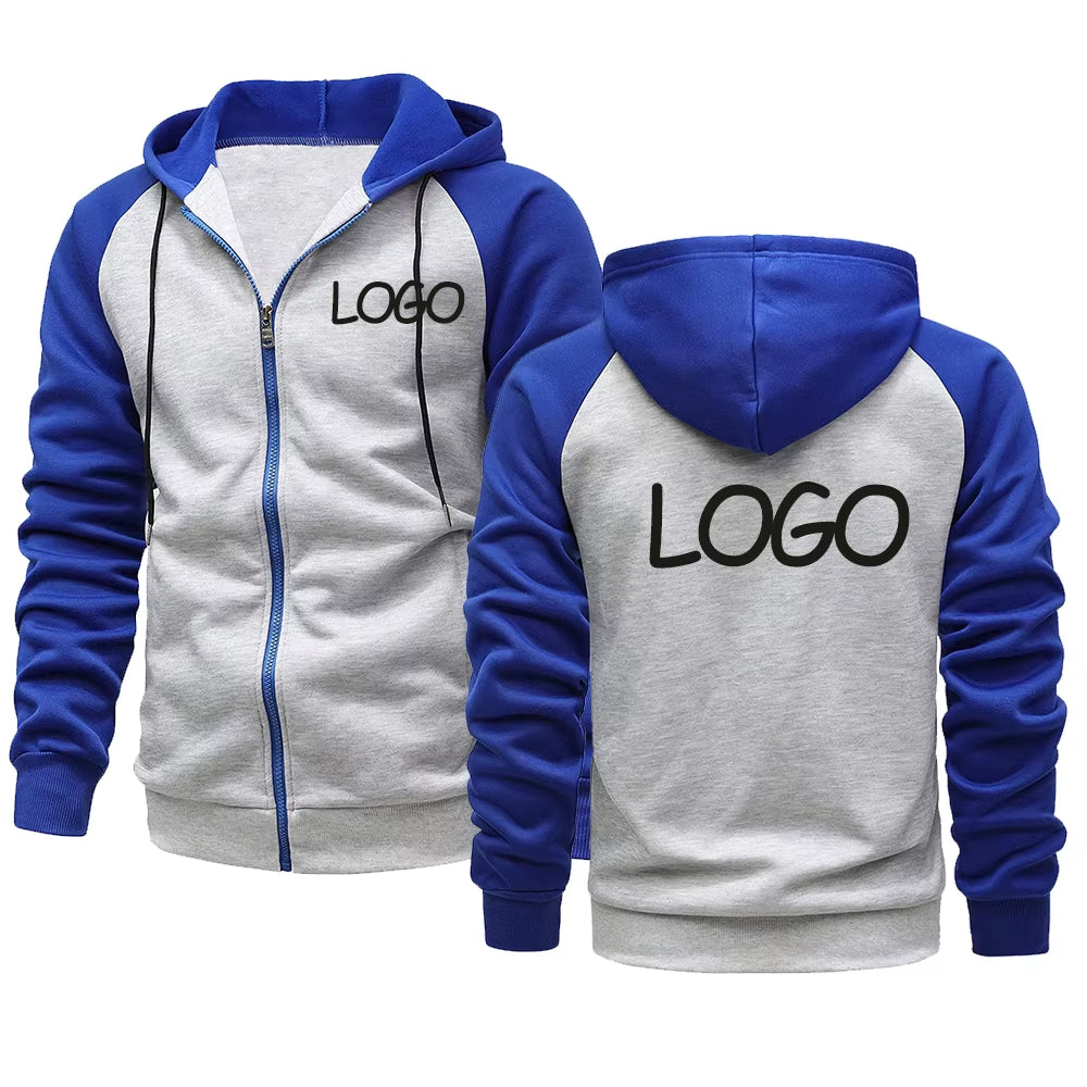 DIY Customize Your Brand Logo Men'S and Women'S Casual Hoodie Tops Contrast Zip Street Personality Sweatshirt Custom Gifts