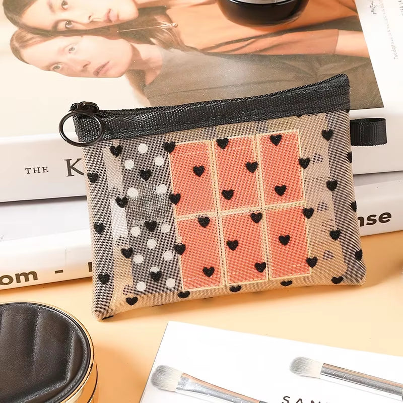 1Pcs Mesh Clear Cosmetic Bags Small Large Black Makeup Bag Portable Travel Toiletry Organizer Case Lipstick Storage Pouch