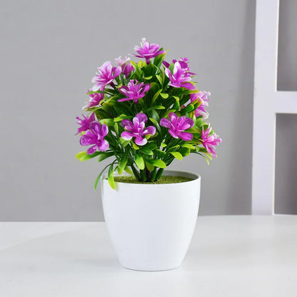 1Pc Artificial Potted Plant Small Bonsai Flowers Pot Simulated Tree Ornaments Wedding Home Hotel Office Decoration Indooroutdoor