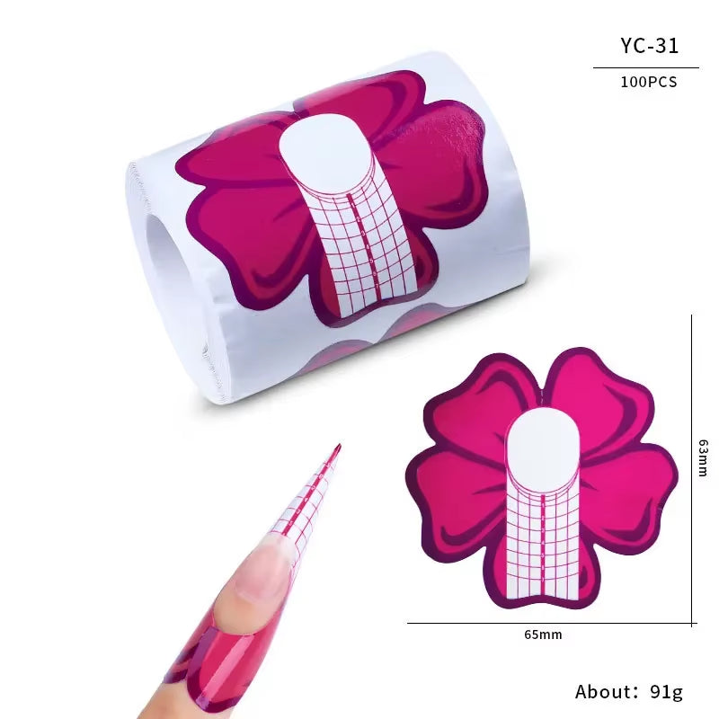 100Pcs Nails Art UV Gel Tips Extension Builder Form Acrylic French Printed Nail Tip Extension Stencil Stickers for Manicure Tool