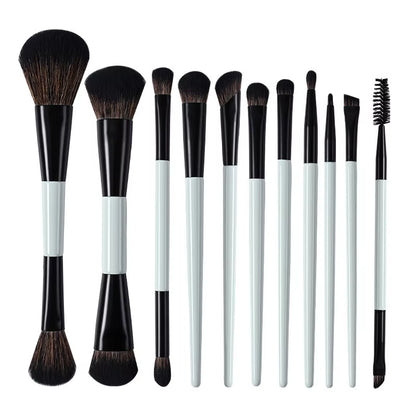 Dual-Ended Makeup Brush Set 11PCS with Foundation Brush Contour Brush for Blush Eyeshadow Concealer Blending Kit