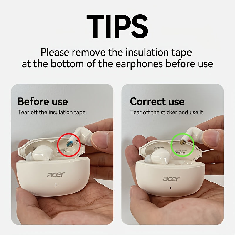 Acer OHR504 Mini Sport Wireless Earbuds - Wireless Stereo, In-Ear Noise-Canceling Headphones, Extended Battery Life, Universal Fit for Both Genders, Newest Version