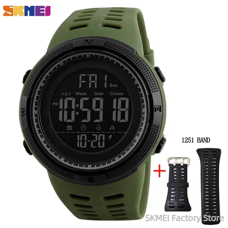 1251 Digital Watch for Men Waterproof Sports Electronic Countdown Mens Wristwatches Military Date Clock 1560 Reloj Hombre