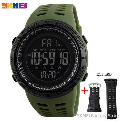 1251 Digital Watch for Men Waterproof Sports Electronic Countdown Mens Wristwatches Military Date Clock 1560 Reloj Hombre