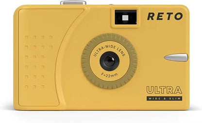 RETO PANO Ultra Film Camera with Flash Full Width Frame Reusable Film Camera - 22Mm Wide Lens 135 Film Camera with Flash